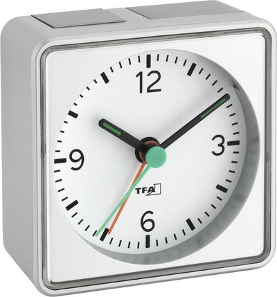Tfa dostmann 60.1013.54 réveil quartz argent heures d'alarme : 1 aiguilles fluorescentes