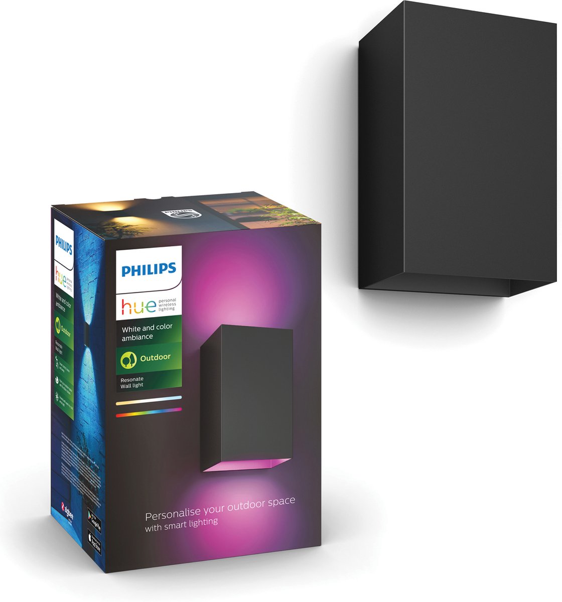 Applique Philips Hue Resonate - lumière blanche et colorée - noir