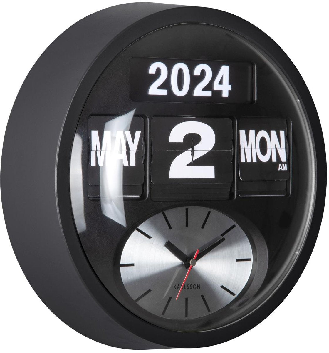 Karlsson horloge murale ronde flip - noir mat - 11x32,6x32,6cm - horloge murale scandinave