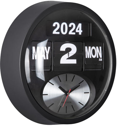 Karlsson horloge murale ronde flip - noir mat - 11x32,6x32,6cm - horloge murale scandinave
