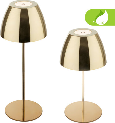 Briloner serina - lampe de table LED sans fil ip44 - 7522017 - dimmable - tactile - résistante aux éclaboussures - sans fil - batterie et source lumineuse remplaçables - ø13,5 x 36 cm - couleur or