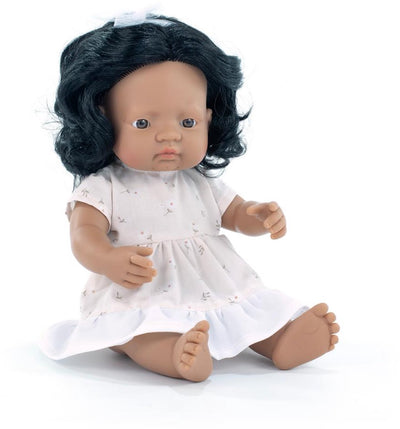 Poupée Miniland - Fille latino-américaine 38cm - incl. bracelet d'amitié + stickers - 10 mois