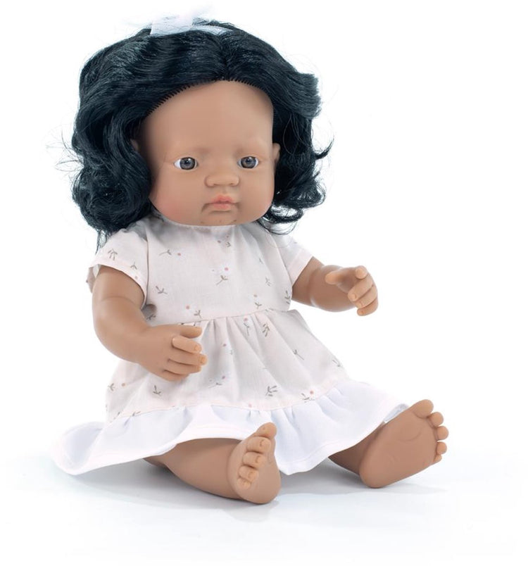 Poupée Miniland - Fille latino-américaine 38cm - incl. bracelet d'amitié + stickers - 10 mois