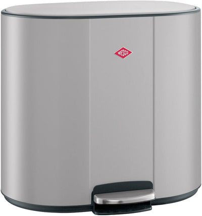 Wesco multicollector 2 poubelle tri des déchets (2x25 litres) | 50 litres | métal - gris froid mat | Poubelle à pédale duo avec fermeture amortie et filtre anti-odeurs