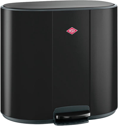 Wesco multicollector 2 poubelle tri des déchets (2x25 litres) | 50 litres | métal - noir mat | Poubelle à pédale duo avec fermeture amortie et filtre anti-odeurs