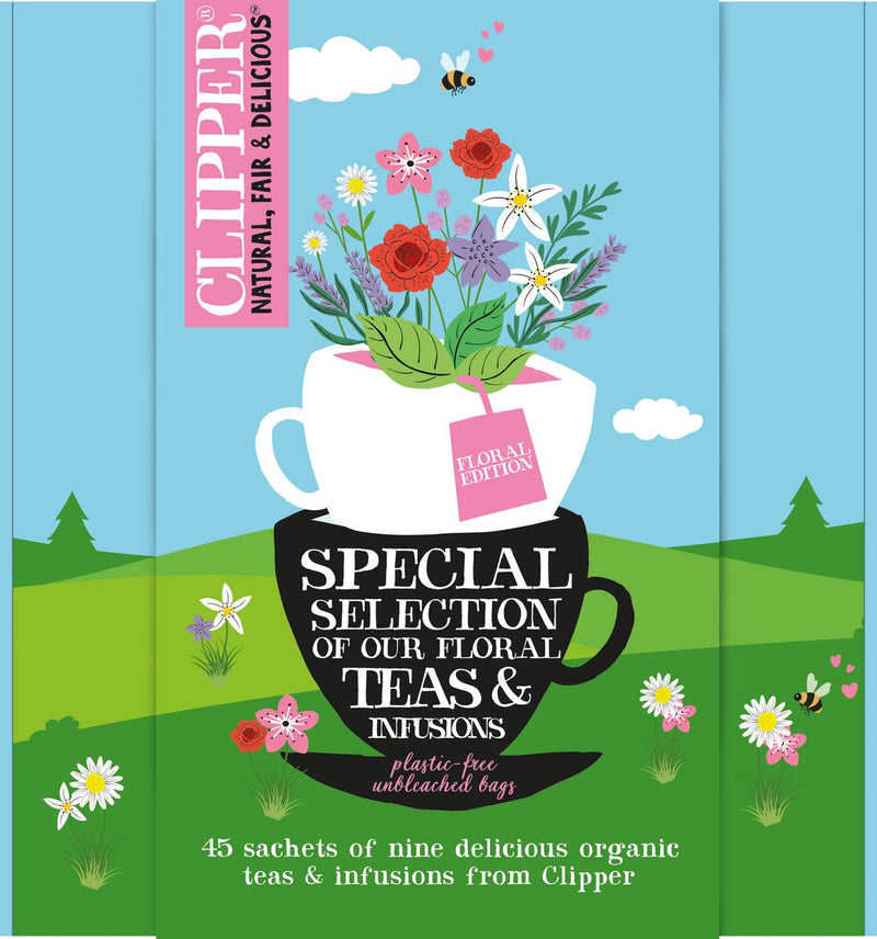 Coffret cadeau thé Clipper - tisane bio - coffret cadeau floral avec 9 délicieuses saveurs