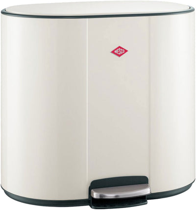 Wesco multicollector 2 poubelle tri des déchets (2x25 litres) | 50 litres | métal - sable mat | Poubelle à pédale duo avec fermeture amortie et filtre anti-odeurs