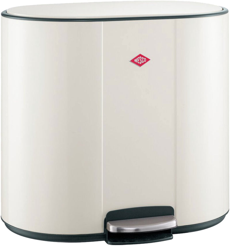 Wesco multicollector 2 poubelle tri des déchets (2x25 litres) | 50 litres | métal - sable mat | Poubelle à pédale duo avec fermeture amortie et filtre anti-odeurs