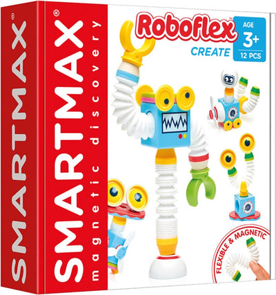 Smartmax roboflex - robots magnétiques de construction - jeu de construction 12 pièces avec tiges flexibles - jouets éducatifs pour enfants d'âge préscolaire - à partir de 3 ans