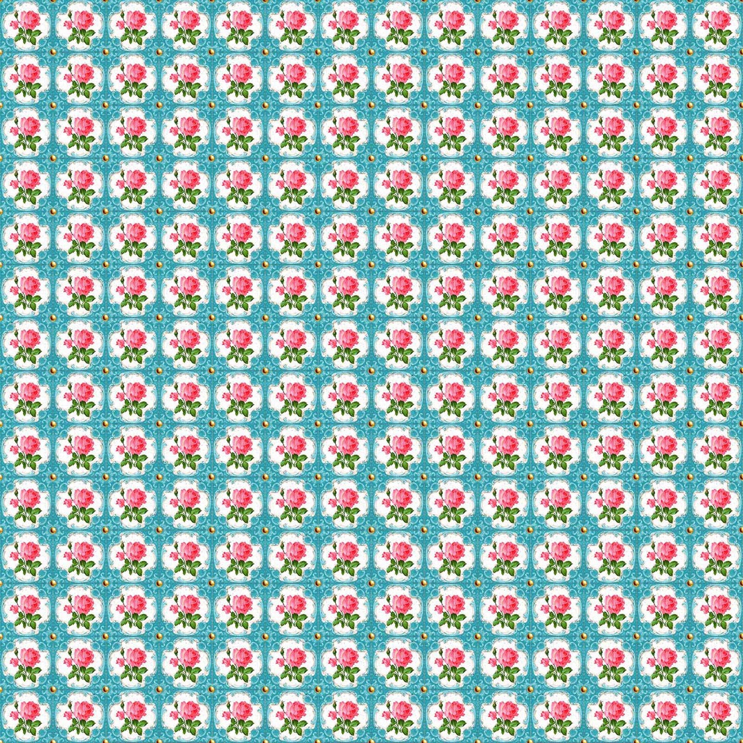 Vaessen creative • tissu coton coco-ton 45x50cm motif floral bleu si mignon