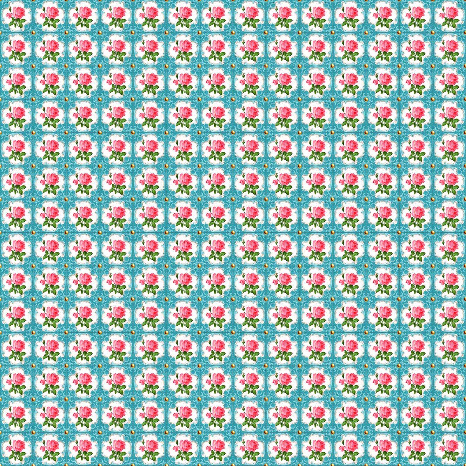 Vaessen creative • tissu coton coco-ton 45x50cm motif floral bleu si mignon