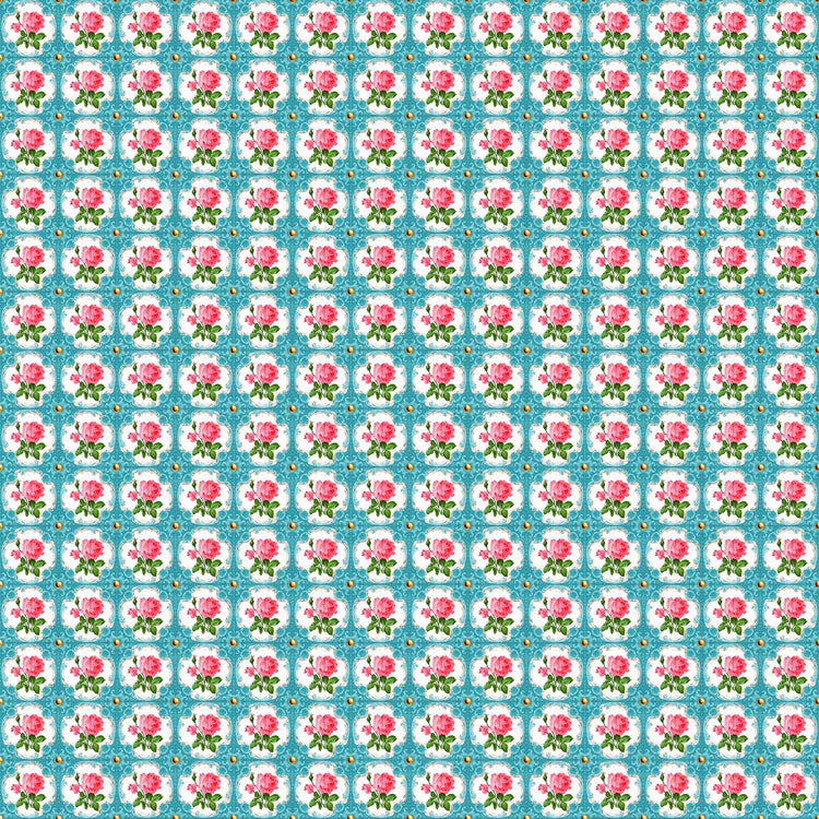 Vaessen creative • tissu coton coco-ton 45x50cm motif floral bleu si mignon