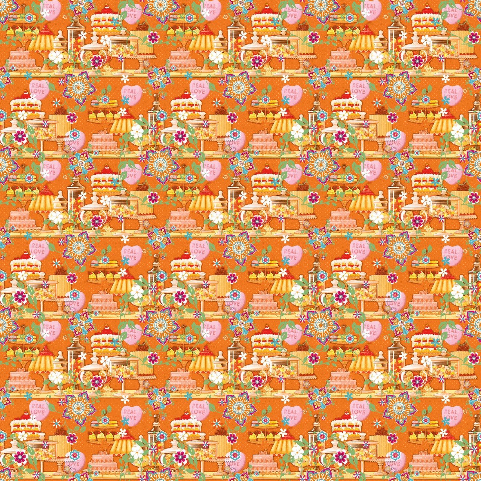 Vaessen creative • tissu coton coco-ton 45x50cm pâtisserie orange si mignonne