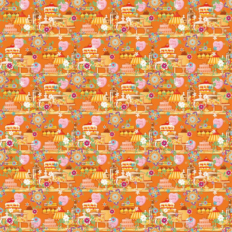 Vaessen creative • tissu coton coco-ton 45x50cm pâtisserie orange si mignonne
