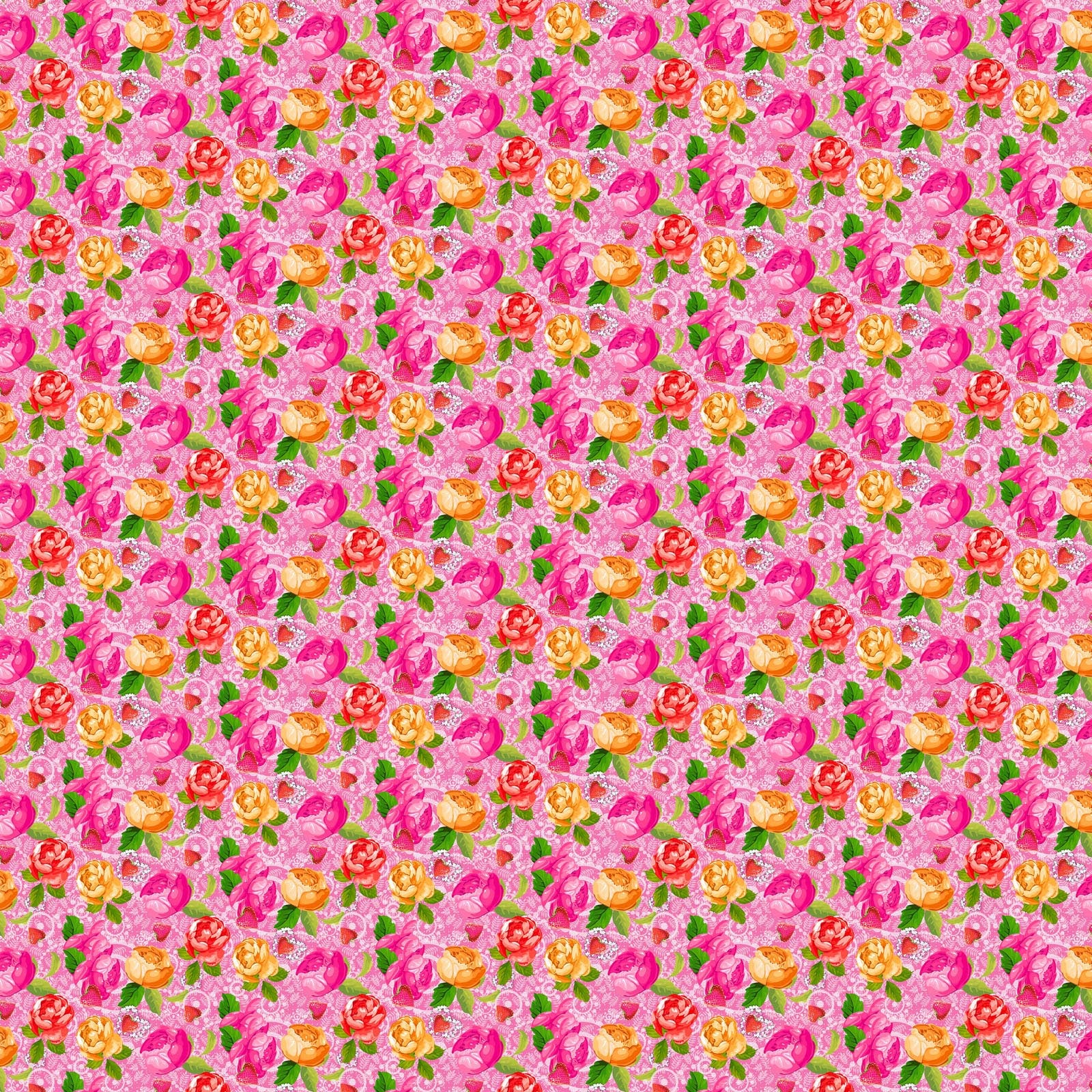 Vaessen creative • tissu coton coco-ton 45x50cm motif floral rose si mignon