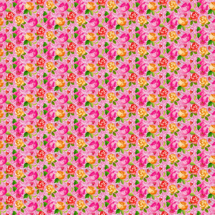Vaessen creative • tissu coton coco-ton 45x50cm motif floral rose si mignon
