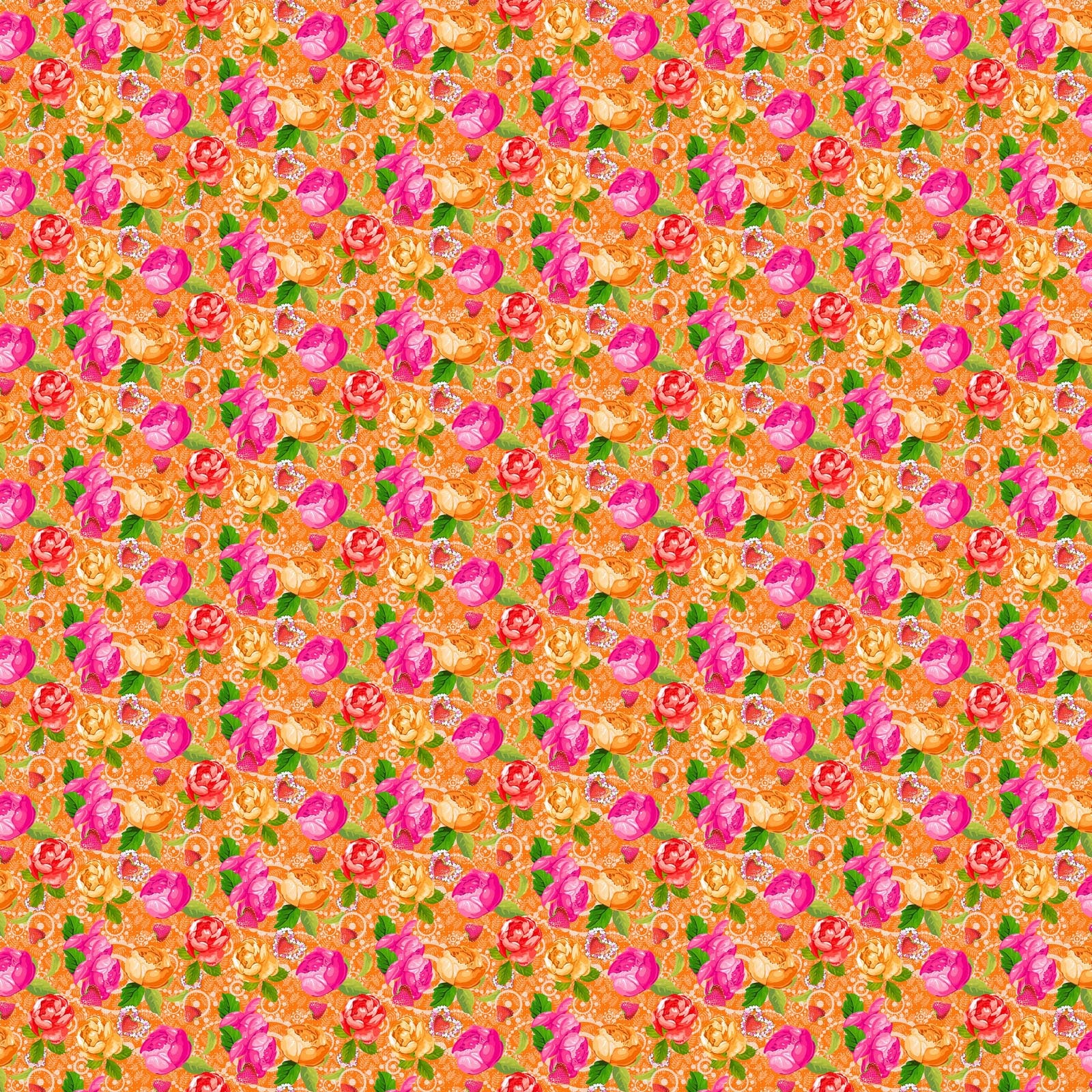Vaessen creative • tissu coton coco-ton 45x50cm motif floral orange si mignon