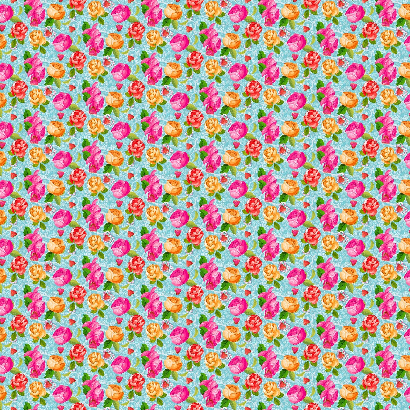 Vaessen creative • tissu coton coco-ton 45x50cm motif floral bleu si mignon
