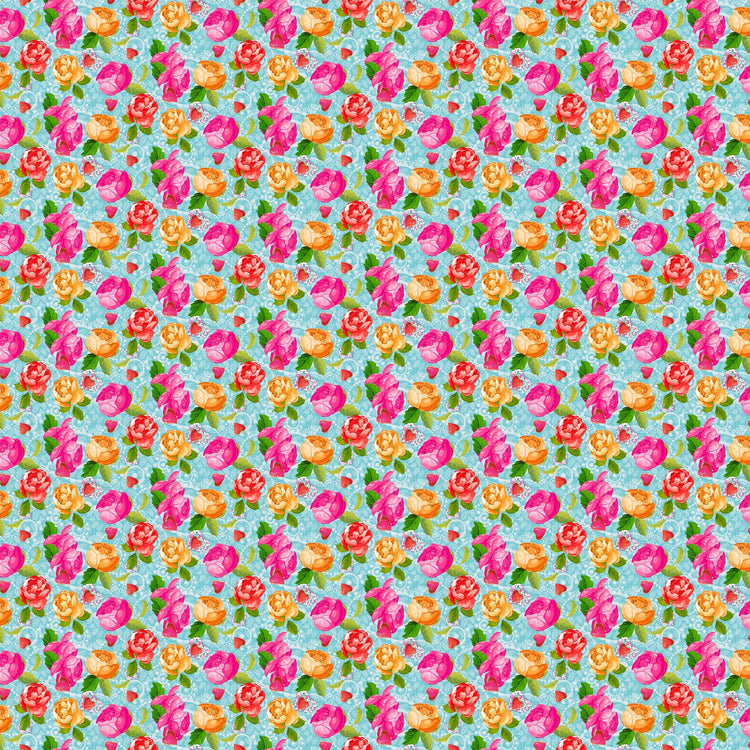 Vaessen creative • tissu coton coco-ton 45x50cm motif floral bleu si mignon