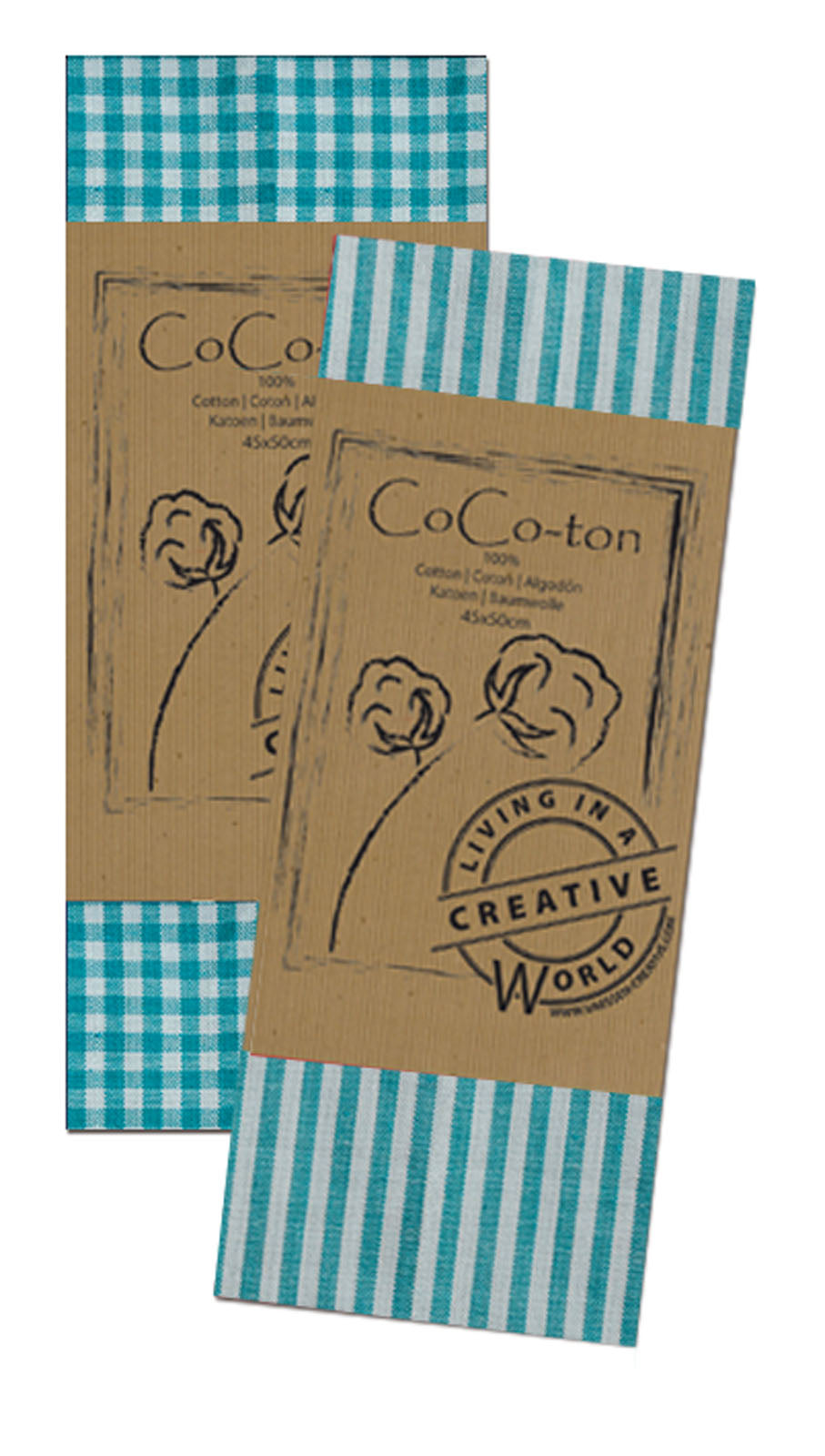 Vaessen creative • tissu coton coco-ton 45x50cm basic turquoise rayé