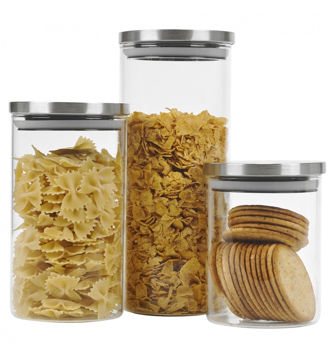 Pots de conservation Alpina 3 pièces - 650 950 1400 l - verre inox