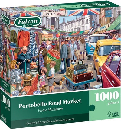 Puzzle Falcon Portobello Road Market 1000 pièces puzzle en carton.