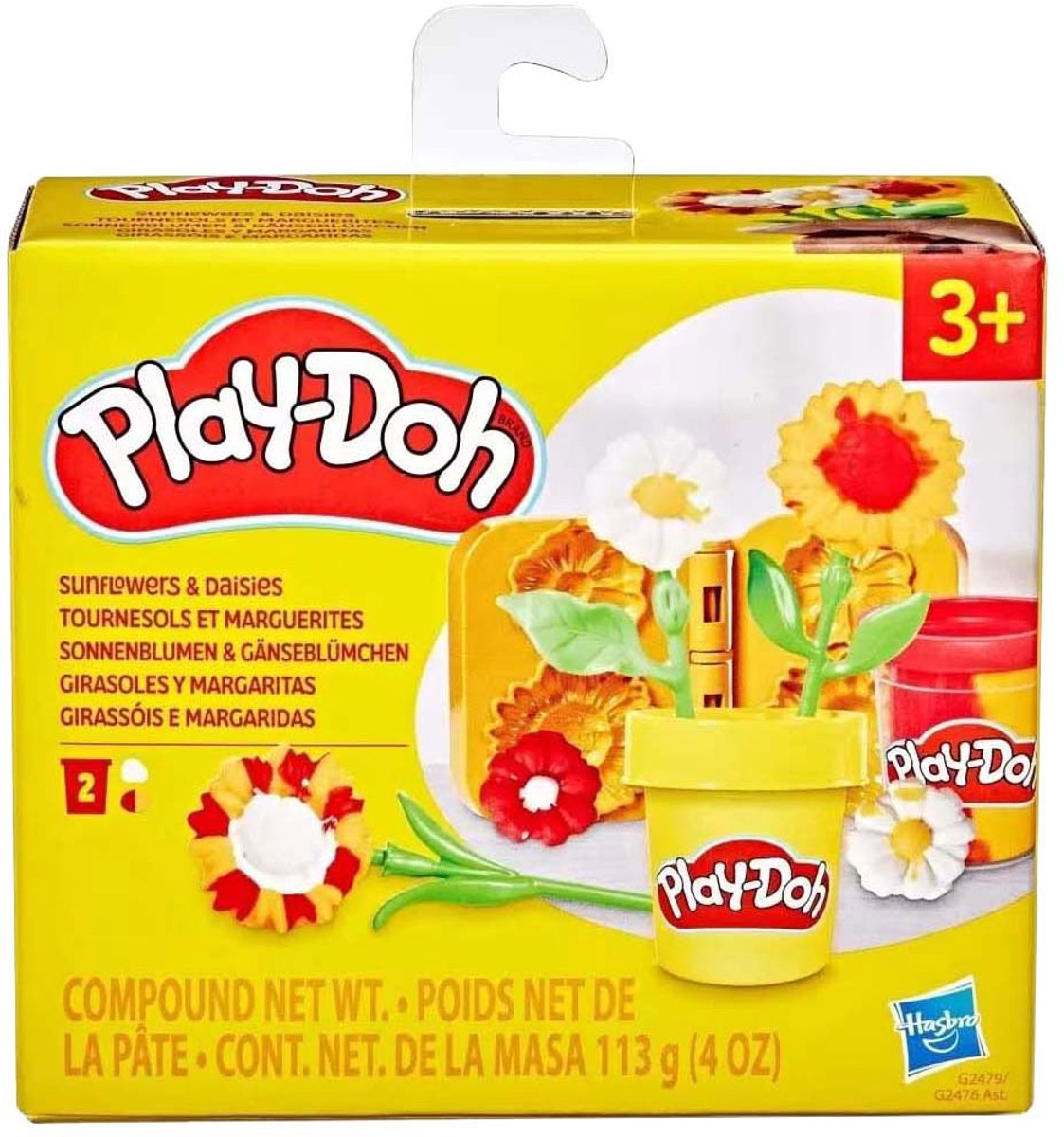 Play-doh petites fleurs tournesols et marguerites - 2 pots en argile