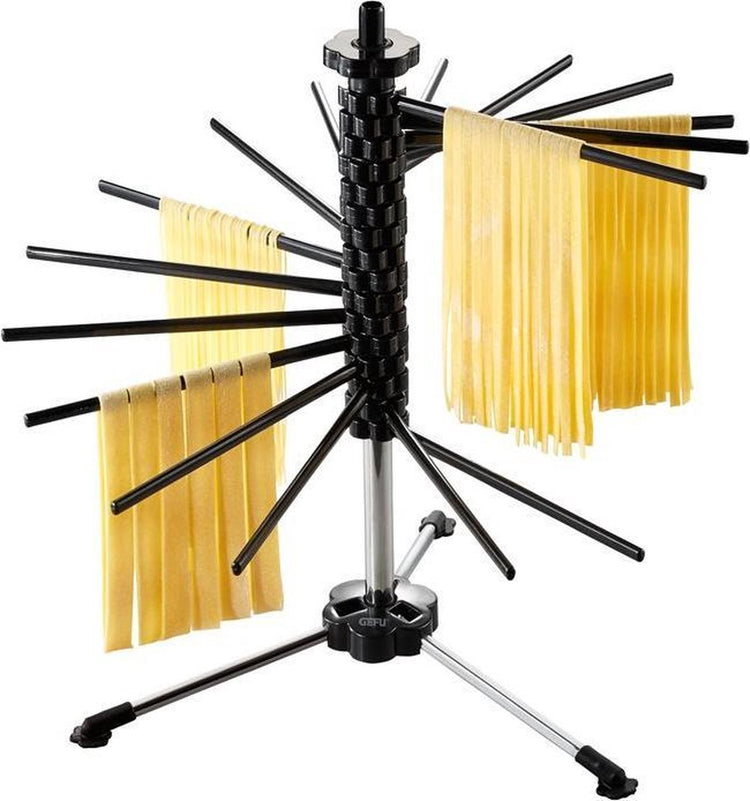 Séchoir à pâtes Gefu diverso grand - support à pâtes pliable - 16 bras - acier inoxydable