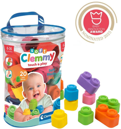 Clementoni Baby Soft Clemmy Blocks avec sac de rangement, 20dlg.