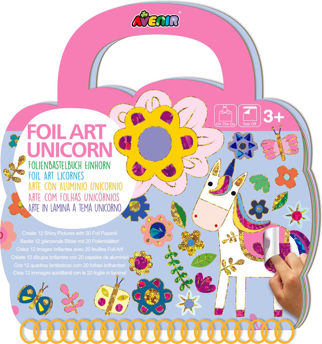Avenir foil art - licorne - 21x25x2cm - 12 pages et 10 papiers aluminium - 3 ans
