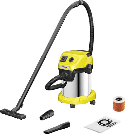 Aspirateur eau et poussière Kärcher wd 3 p s v-17 4 20 - 1000 w - récipient en acier inoxydable 17 litres - outils de connexion à prise intégrés - filtre à cartouche