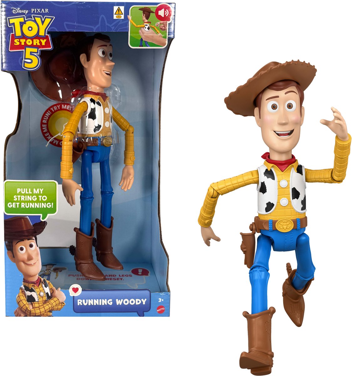 Mattel Disney et Pixar Toy Story 5 figurine articulée Woody courant de 30 cm - plus de 50 sons - Néerlandais