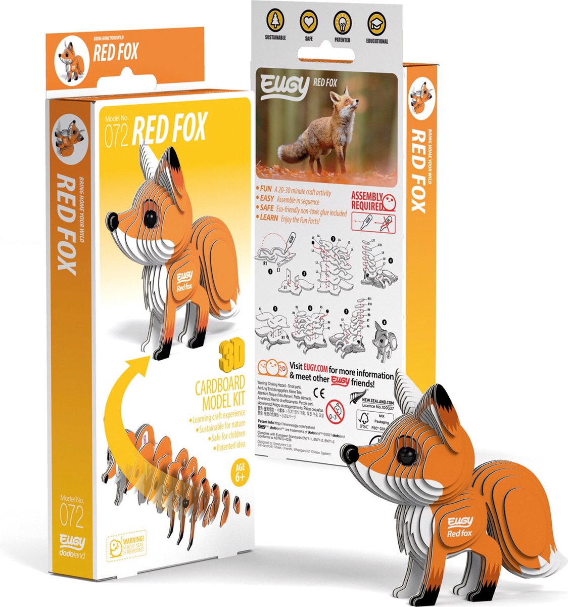 Puzzle 3D Eugy - renard roux - animaux de la forêt - durable - collectionnez-les tous - 6 ans