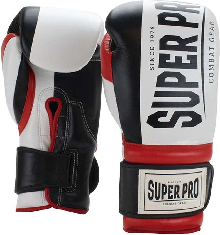 Gants de boxe super pro combat gear (thai) bruiser noir rouge blanc 18oz
