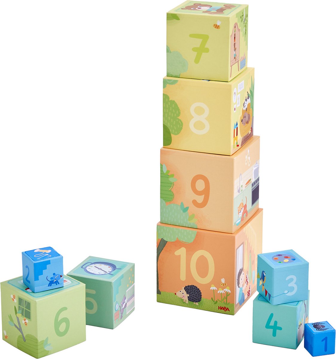 Haba blocs à empiler jouets éducatifs en carton mon ensemble de maison.