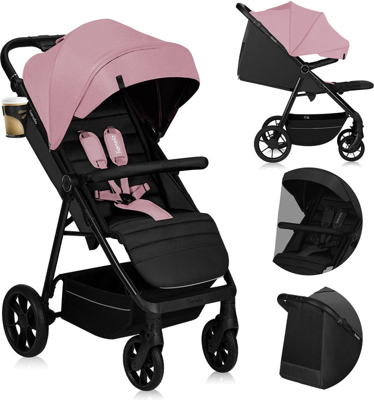 Lionelo mira - landau - poussette - pour enfants jusqu'à 22 kg - roues avant 360° - poignée de dossier réglable - auvent XXL étanche avec UPF50+ - harnais 5 points - grandes roues tout-terrain - absorption complète des chocs - pliable de manière compacte