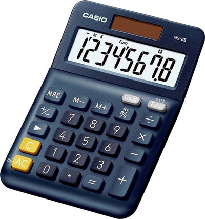 Calculatrice de bureau Casio MS-8e, affichage à 8 chiffres, bleu