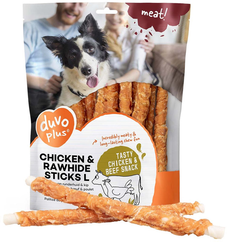 Duvo plus de la viande ! Snack bâtonnets de poulet en cuir brut pour chiens l-25cm-1kg
