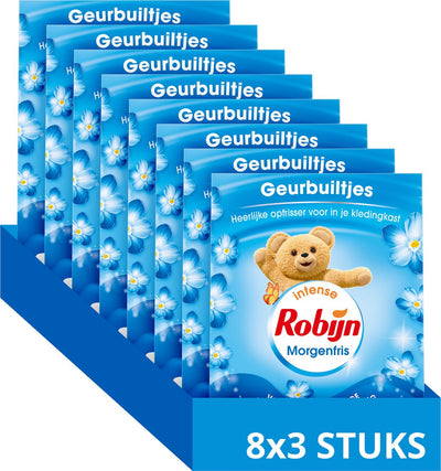 Robijn - sachets parfum frais intense du matin - 24 pièces - pack économique
