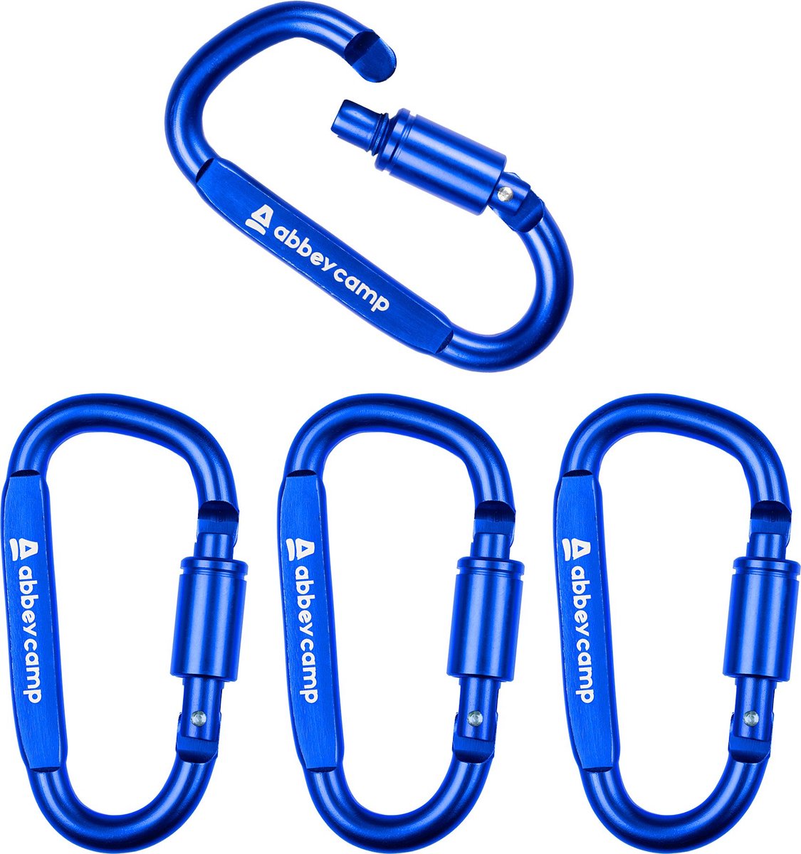 Mousquetons Abbey Camp en aluminium de haute qualité - lot de 4 - bleu - fermeture à vis