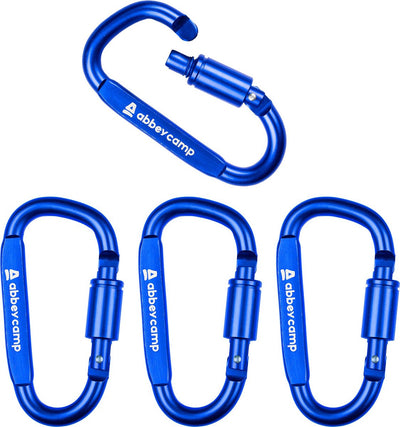 Mousquetons Abbey Camp en aluminium de haute qualité - lot de 4 - bleu - fermeture à vis