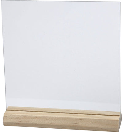 Assiette en verre Creativ company avec socle en bois, dimensions 15,5x15,5 cm, épaisseur 28 mm, 10 sets 1 boîte