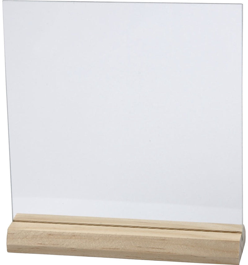 Assiette en verre Creativ company avec socle en bois, dimensions 15,5x15,5 cm, épaisseur 28 mm, 10 sets 1 boîte