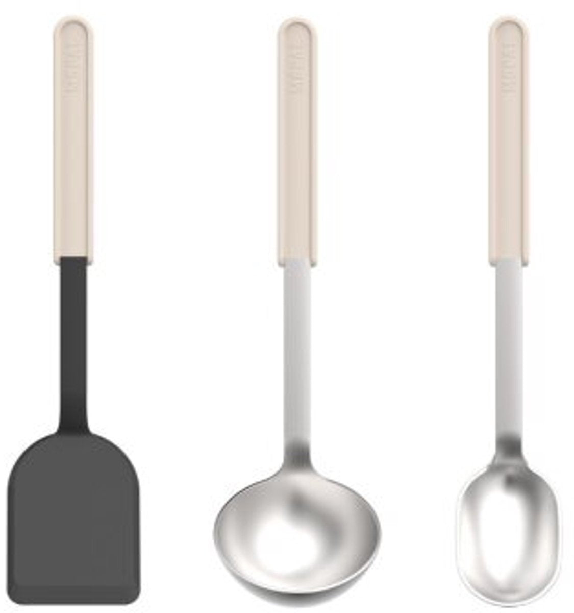 Mepal set de cuisine 3 pièces (spatule + cuillère à mélanger + cuillère de service) chef it - batterie de cuisine avec revêtement antiadhésif - résistant à la chaleur - passe au lave-vaisselle - ustensiles de cuisine - craie