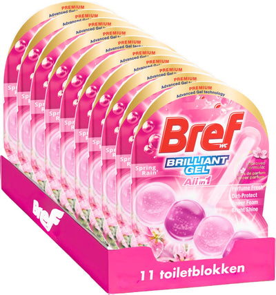Bref - gel brillant - pluie printanière - allin1 - bloc sanitaire - nettoyage radiant - fraîcheur longue durée - pack économique - 11 pièces