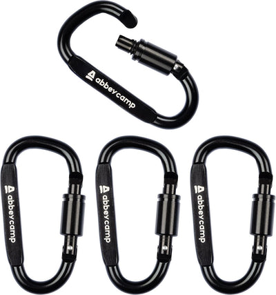 Mousquetons Abbey Camp en aluminium de haute qualité - lot de 4 - noir - fermeture à vis