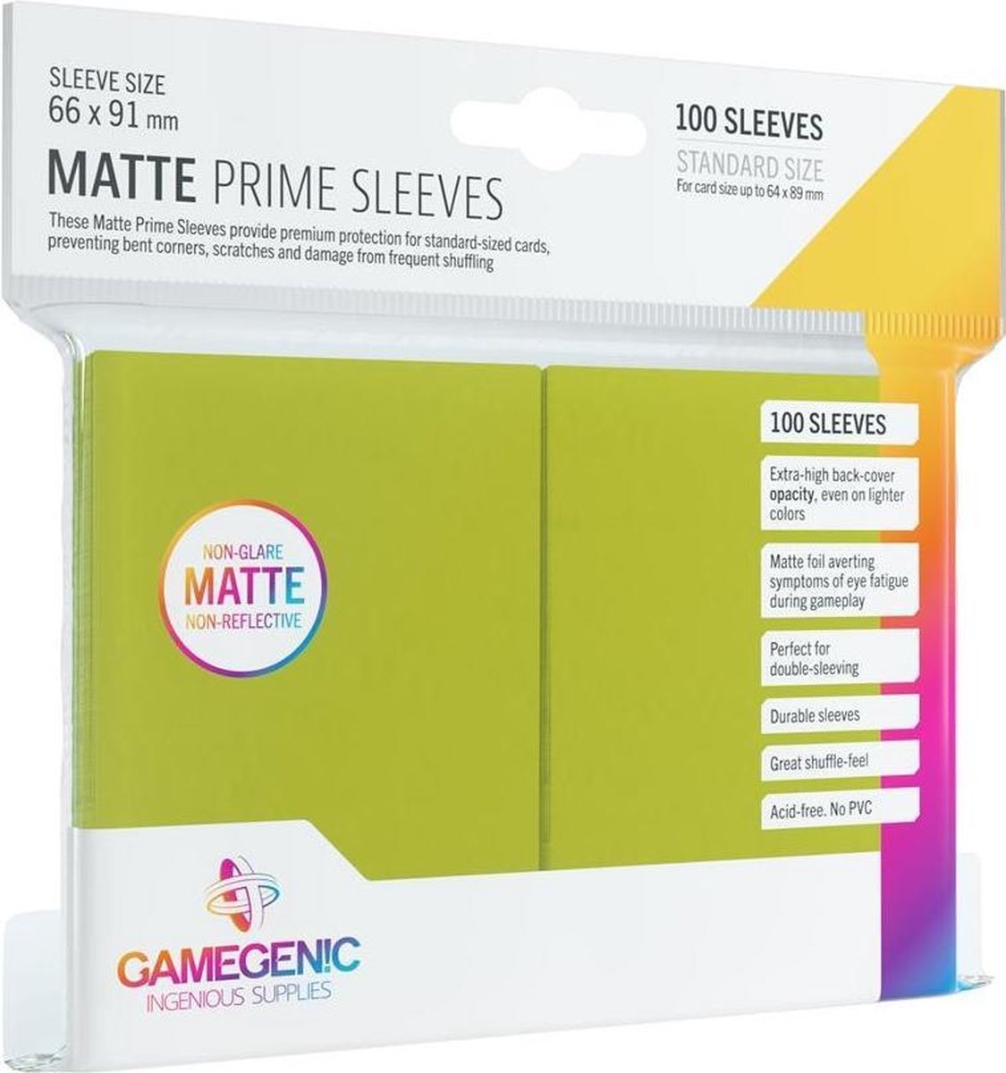 Gamegenic - pochettes prime lime mat 100x