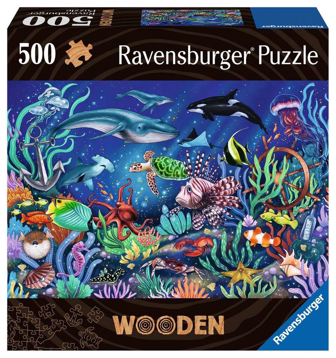 Puzzle en bois de Ravensburger sous la mer, 500e.