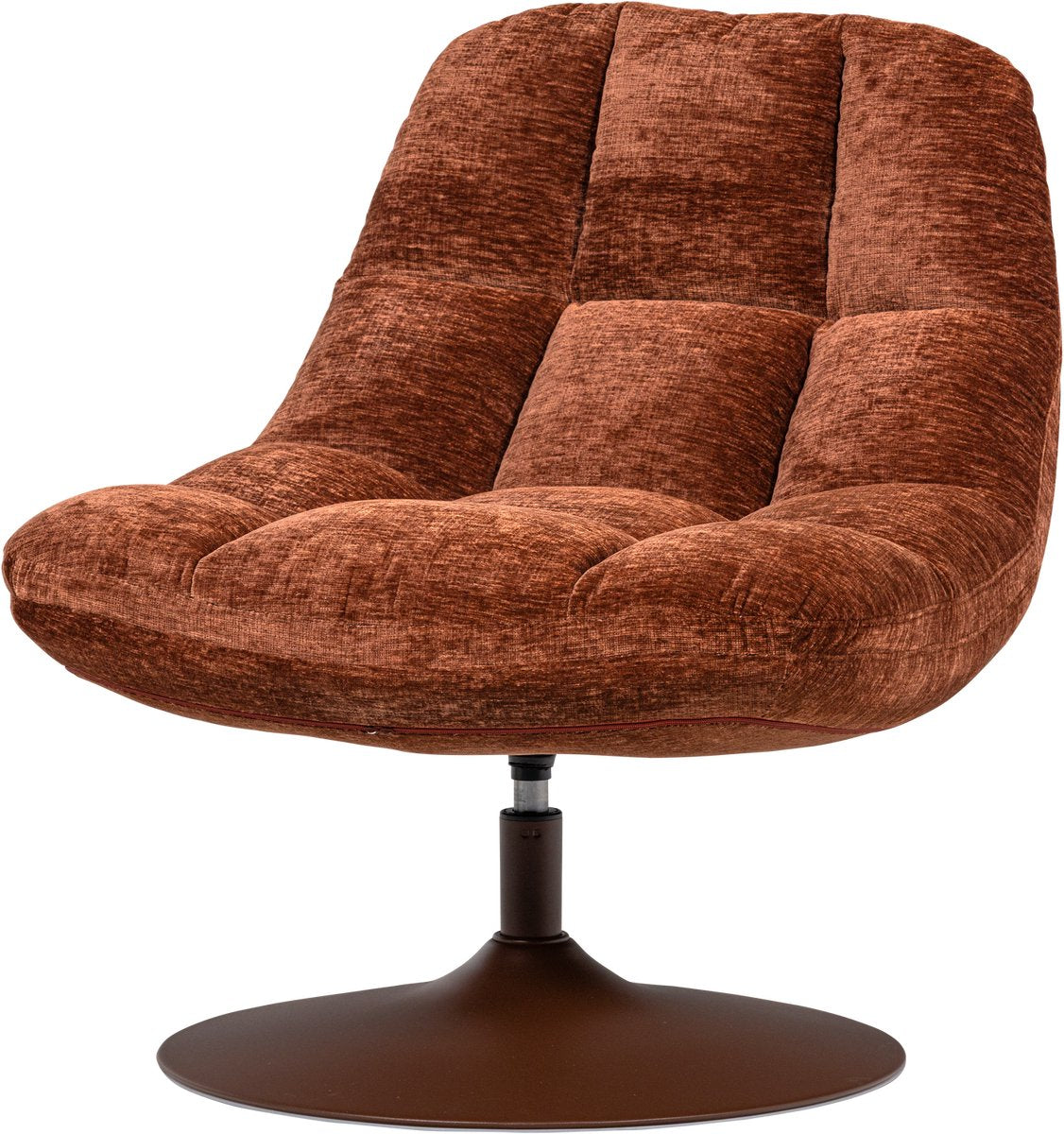 Fauteuil pivotant Woood Elvi - structure chenille - marron rouille - 81x73x84