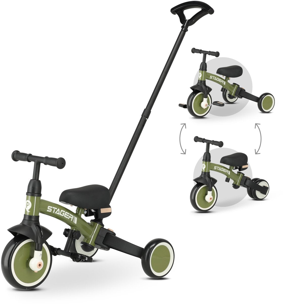 Qplay stager draisienne tricycle 3-en-1 - argent